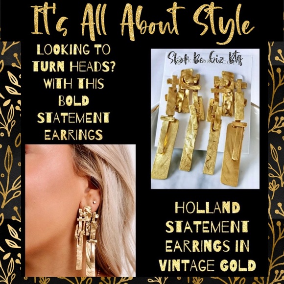 🆕 Authentic Kendra Scott Holland Statement Earrings in Vintage Gold